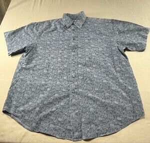 Roundtree & Yorke Men’s Short Sleeve Button Front Shirt Blue Floral Size L